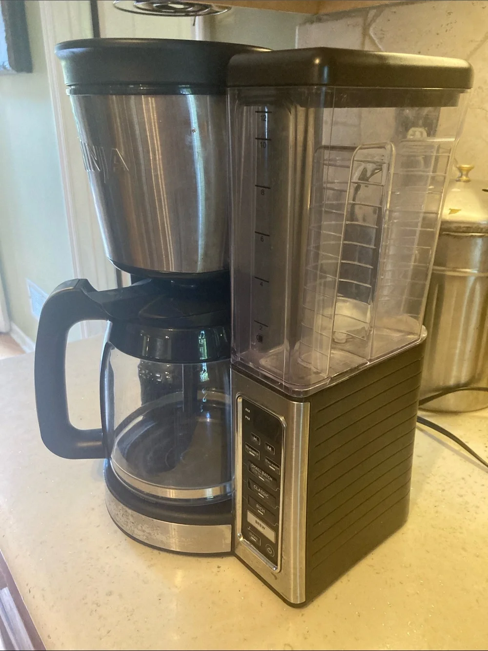 Ninja Coffee Maker in Silver and Black with Clear Water Reservoir
